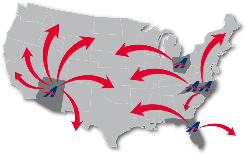 Allen Industries Five Manufacturing Locations Map