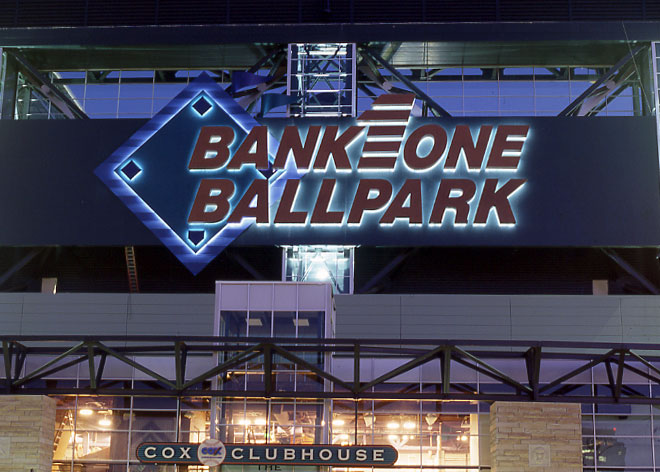 Bank Once Ballpark Stadium Signage by Allen Industries