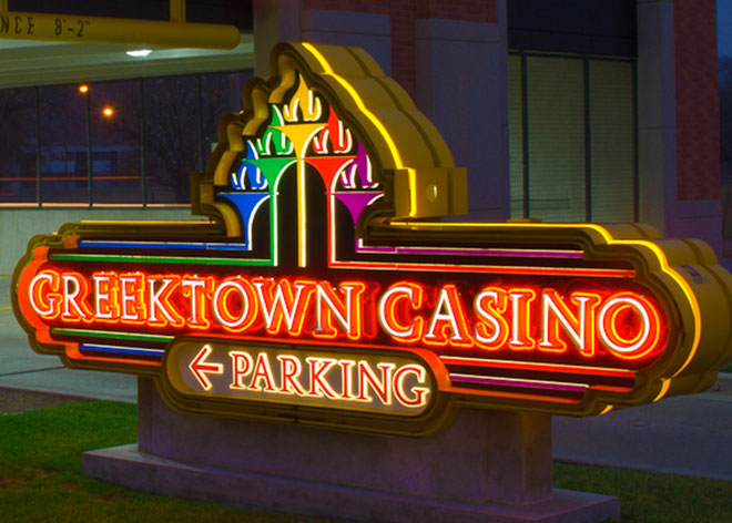 Greektown Casino Custom Signage by by Allen Industries